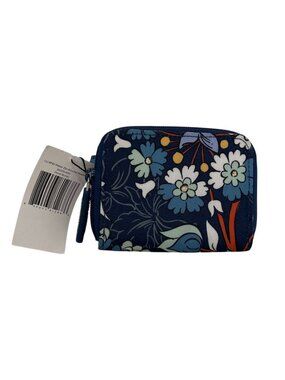NWT Vera Bradley Floral RFID Zip ID Case Wallet With Key Ring